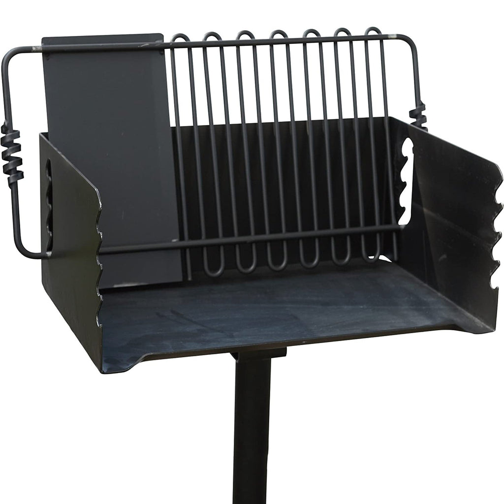 Pilot Rock Jumbo Park Style Steel Outdoor BBQ Charcoal Grill and Post, 2 Pack - 415881