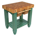 John Boos CU-GB3624BS American Heritage Gathering Block Butcher Block Table 24" x 36" Basil Green Painted Base - JBCUGB3624BS