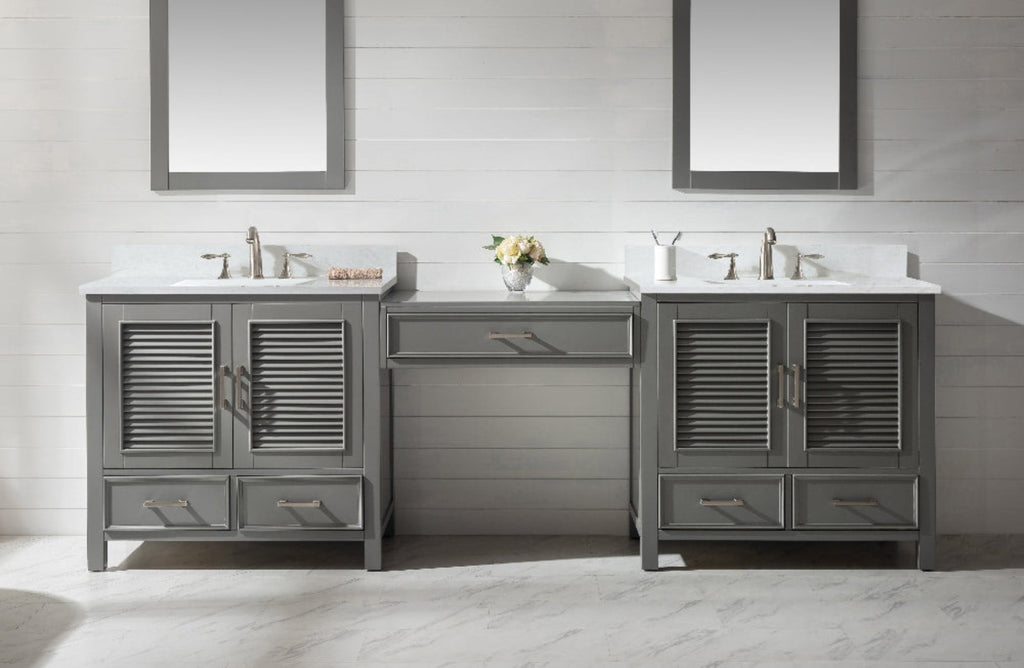 Char-Griller Estate 102" Double Sink Bathroom Vanity Modular Set with White Quartz Top - SKU_1769842816258_439
