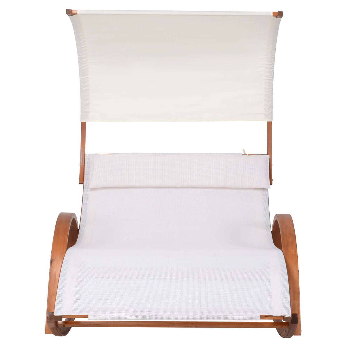 Deko Living Outdoor Cedar Wood Patio Lounge Daybed with White Textilene Fabric & Canopy  - COP20205WHT