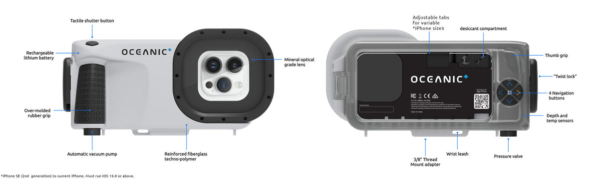 Zeagle Oceanic+ Dive Housing for use w/ iPhone - CAMERA404 HOUSING