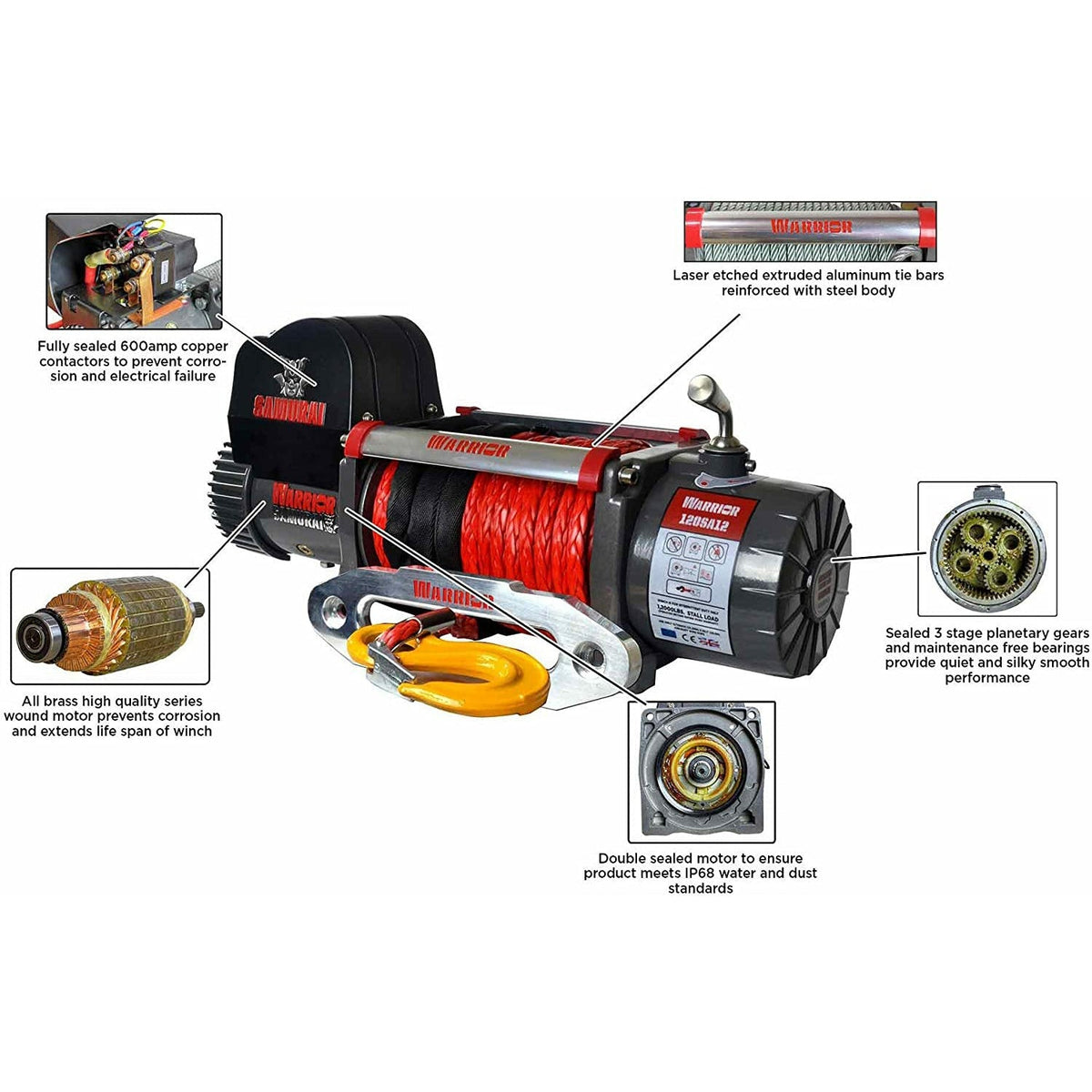 DK2 8,000LB Samurai Series Winch ( Synthetic Rope)