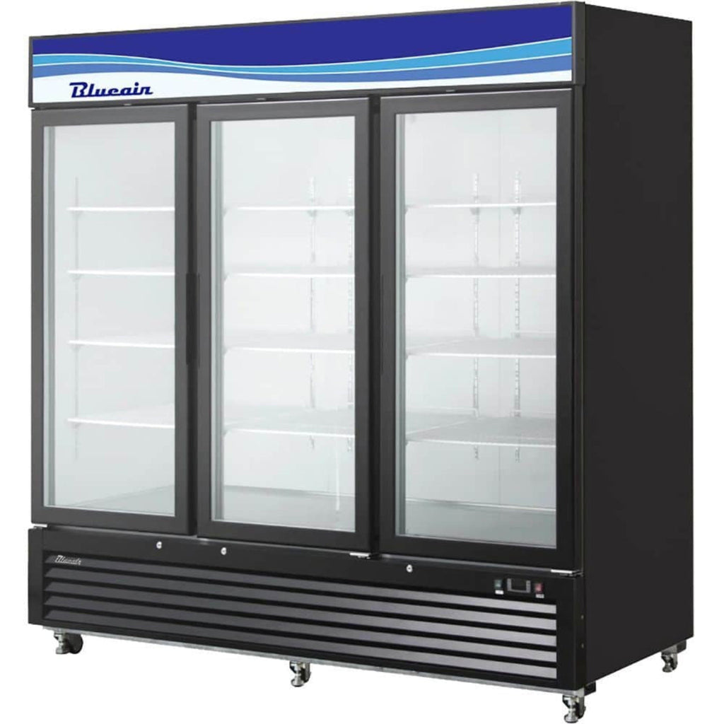 Blue Air BKGM72-HC | 82" Wide 3 Swing Door White Merchandiser Refrigerator - BKGM72-HC