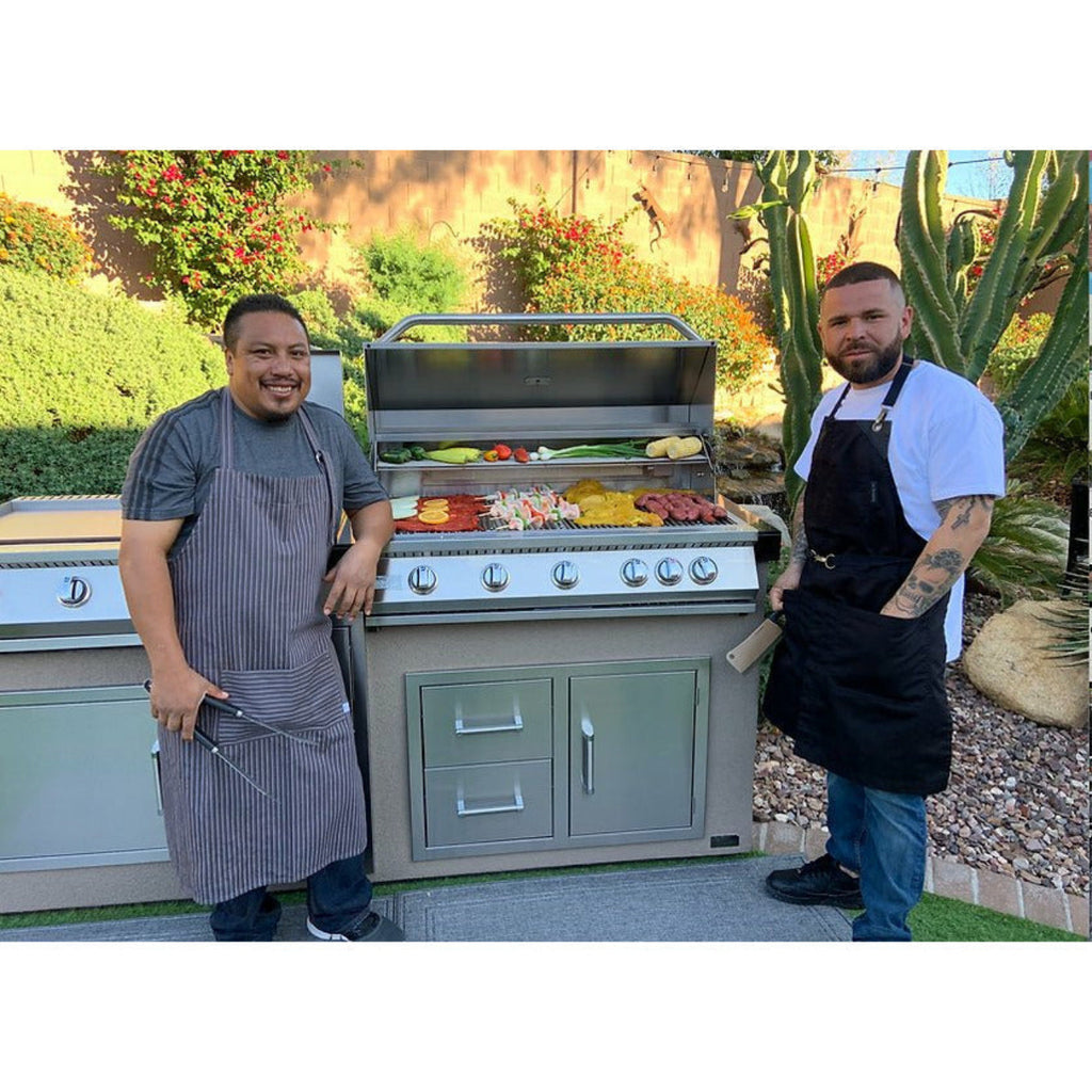 KoKoMo Teppanyaki, Griddle, Built-In BBQ Grill with Side Burner, Storage Drawers 7'6" - KO-7'6"-Tep-Side-5-Burn