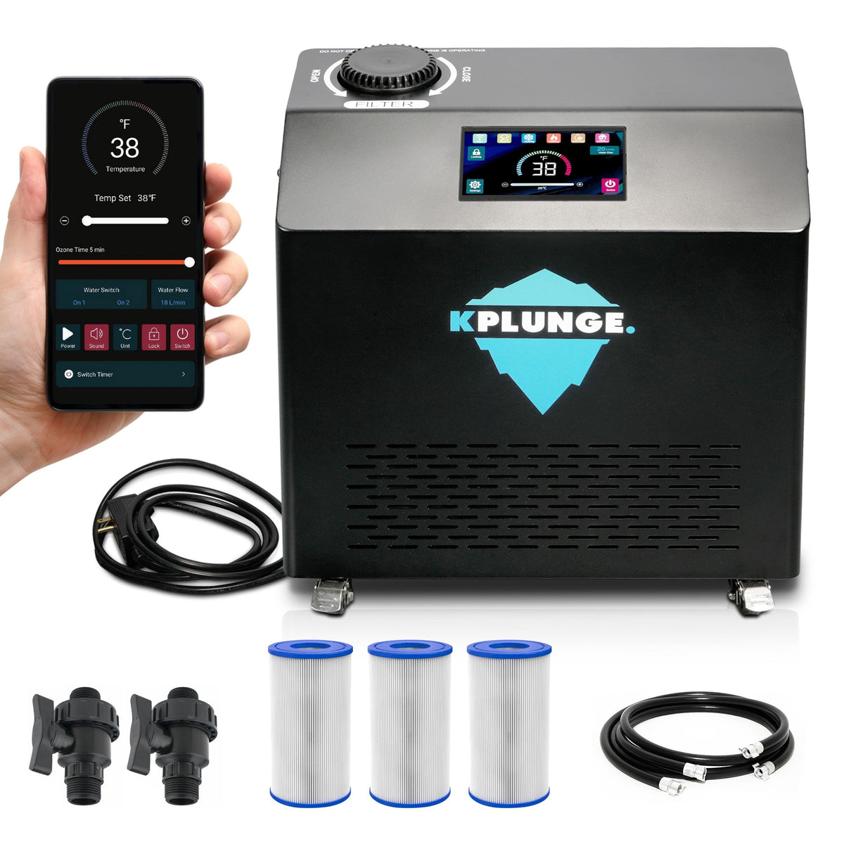 Gale Cold Plunge Chiller and Heater- 3/4 HP in Black with 38°F to 104°F Cooling - 1769670113885_2