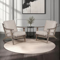 Amber Accent Chair, Handcrafted Washed Ash Gray Mango Wood, Beige Fabric Cushion - 1769673093663_612
