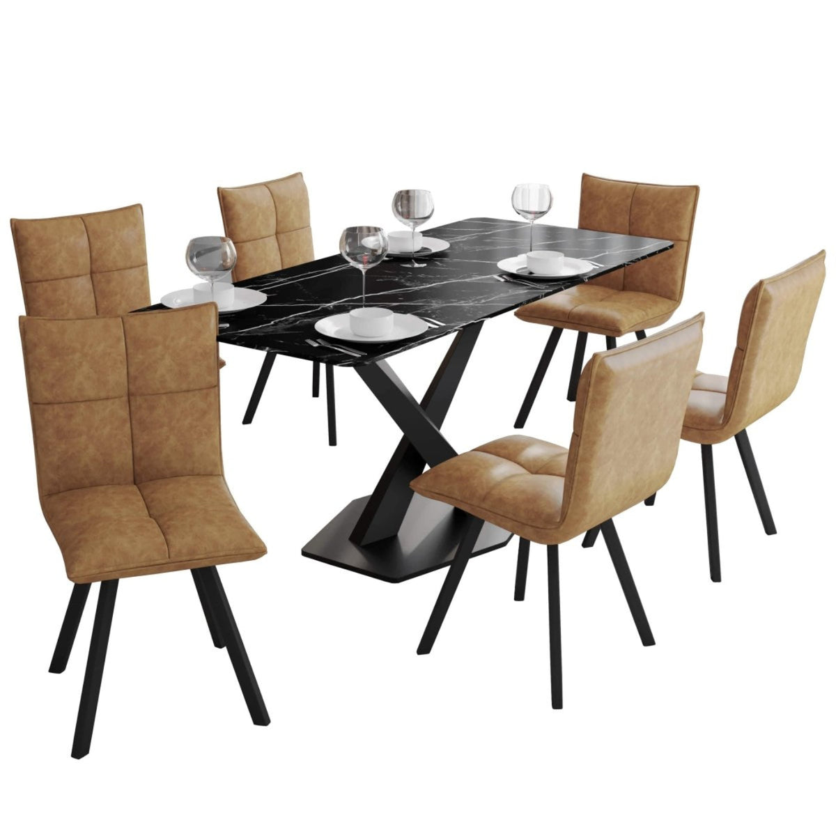 Char-Griller Voren 7-Piece Dining Set with 55" Rectangular Dining Table with Sintered Stone T - SKU_1769782594239_59