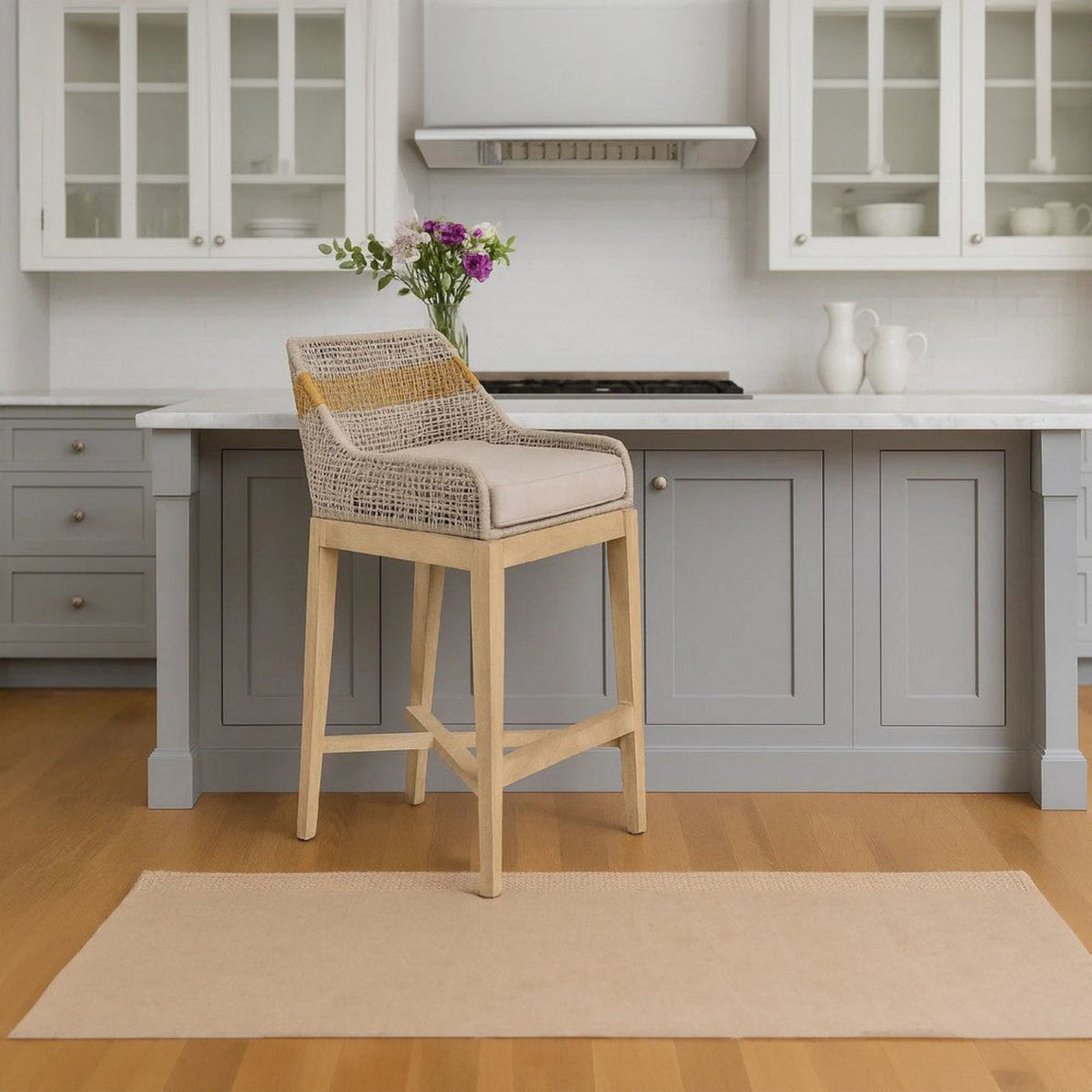 Avira 30 Inch Barstool Chair | Handcrafted Mango Wood | Cotton Rope Weaving | Be -1769671792652_438