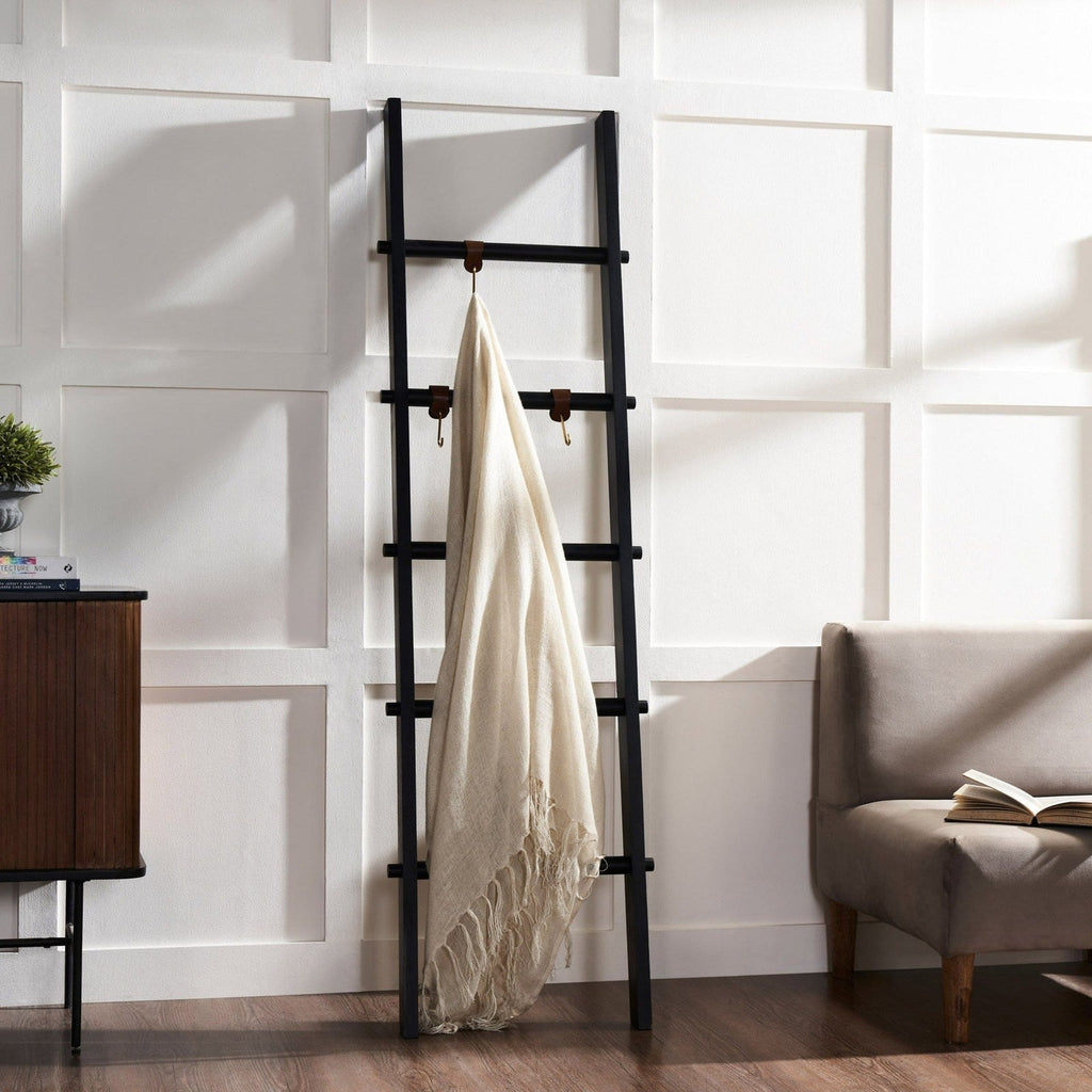 RenWil Mareva Decorative Ladder For Throws W/ PU Leather Accent Hooks SHE032 - SHE032