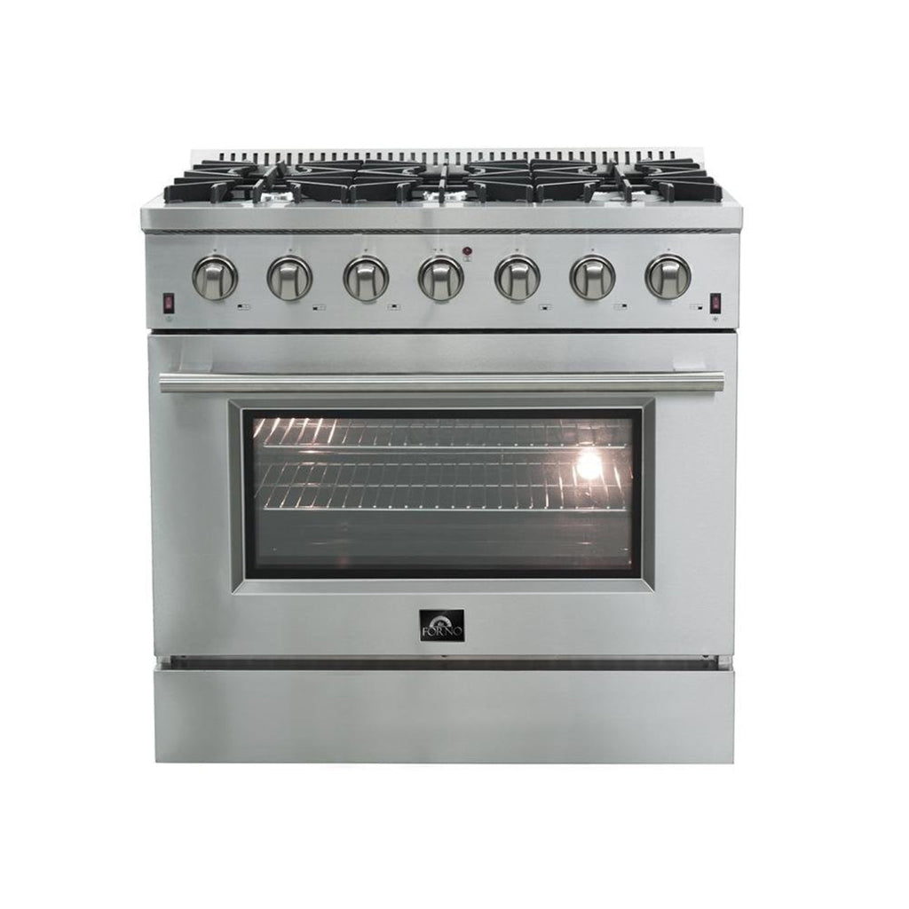 Forno 3-Piece Appliance Package - 36-Inch Gas Range, French Door Refrigerator, and Dishwasher in Stainless Steel  - FBDL-004-01CAUS