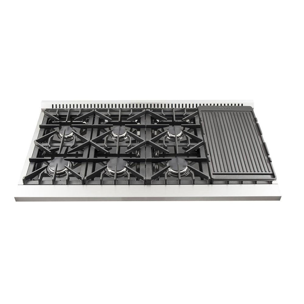 Forno 3-Piece Appliance Package - 48-Inch Gas Range, French Door Refrigerator, and Dishwasher in Stainless Steel - AP3-6244-48