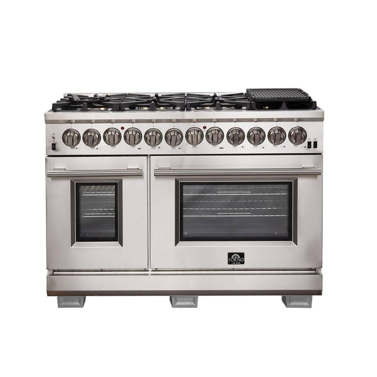 Forno 3-Piece Pro Appliance Package - 48-Inch Dual Fuel Range, French Door Refrigerator, and Dishwasher in Stainless Stee -0 AP3-6187-48l