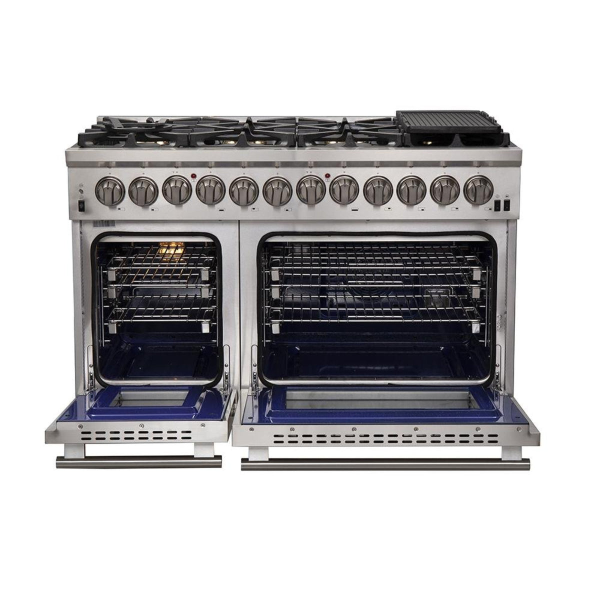 Forno 3-Piece Pro Appliance Package - 48-Inch Dual Fuel Range, French Door Refrigerator, and Dishwasher in Stainless Stee -0 AP3-6187-48l