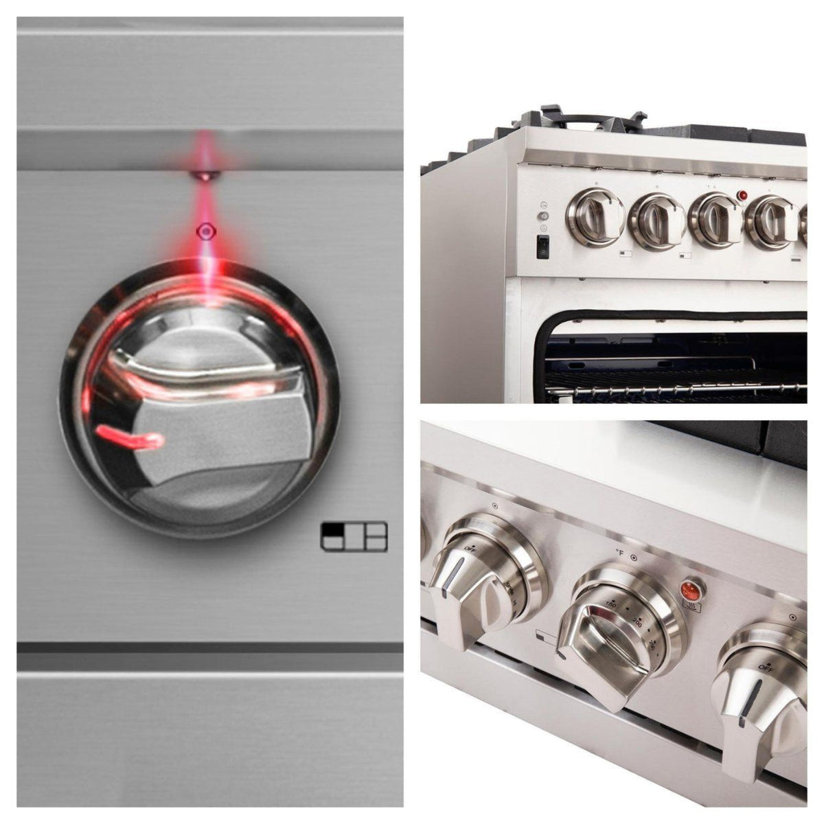 Forno 4-Piece Pro Appliance Package - 36-Inch Gas Range, Wall Mount Hood with Backsplash, 36-Inch French Door Refrigerator, and Dishwasher in Stainless Steel - AP4-6260-36