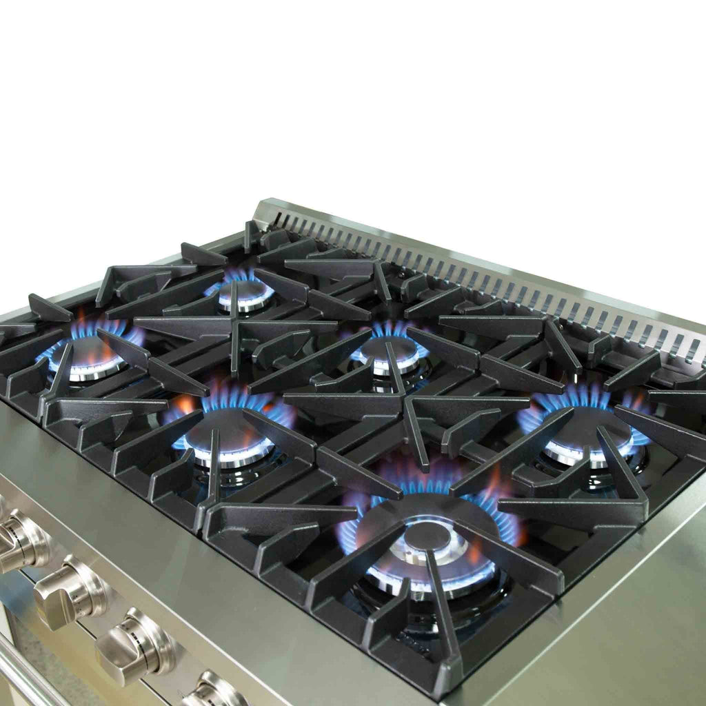 Forno 2-Piece Appliance Package - 36-Inch Gas Range & Wall Mount Hood with Backsplash in Stainless Steel - APH2-6244-36