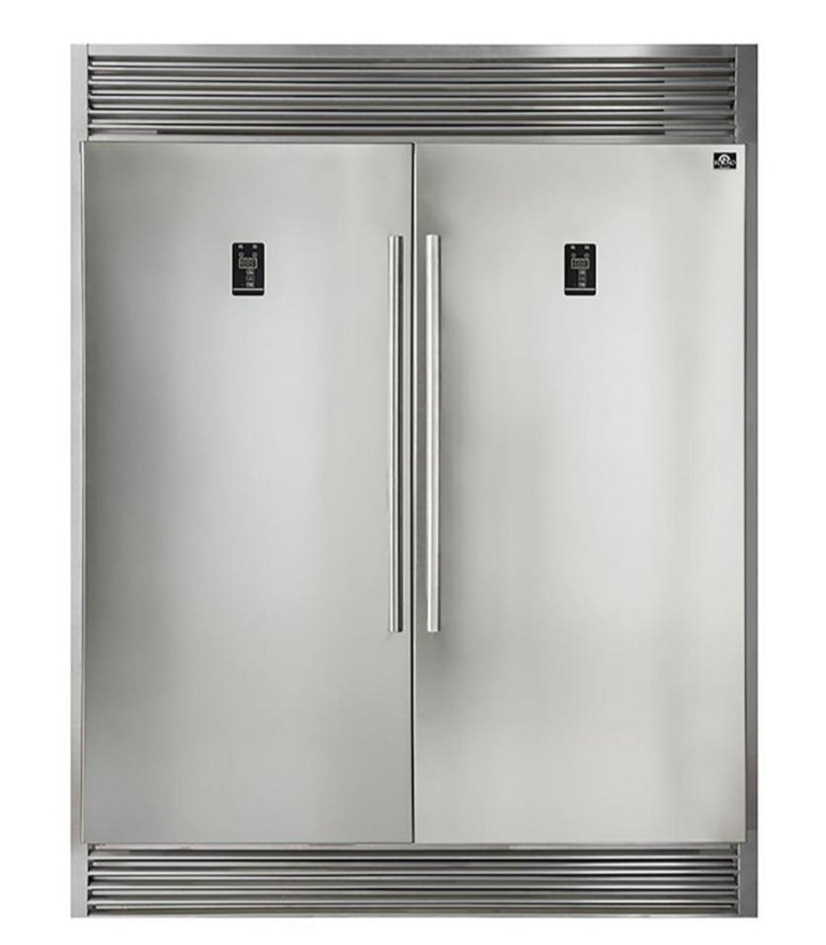 Forno 5-Piece Appliance Package - 36-Inch Gas Range, 60-Inch Pro-Style Refrigerator, Wall Mount Hood with Backsplash, 24-Inch Microwave Oven, & 3-Rack Dishwasher in Stainless Steel - AP5-60S-6244-36-MWO