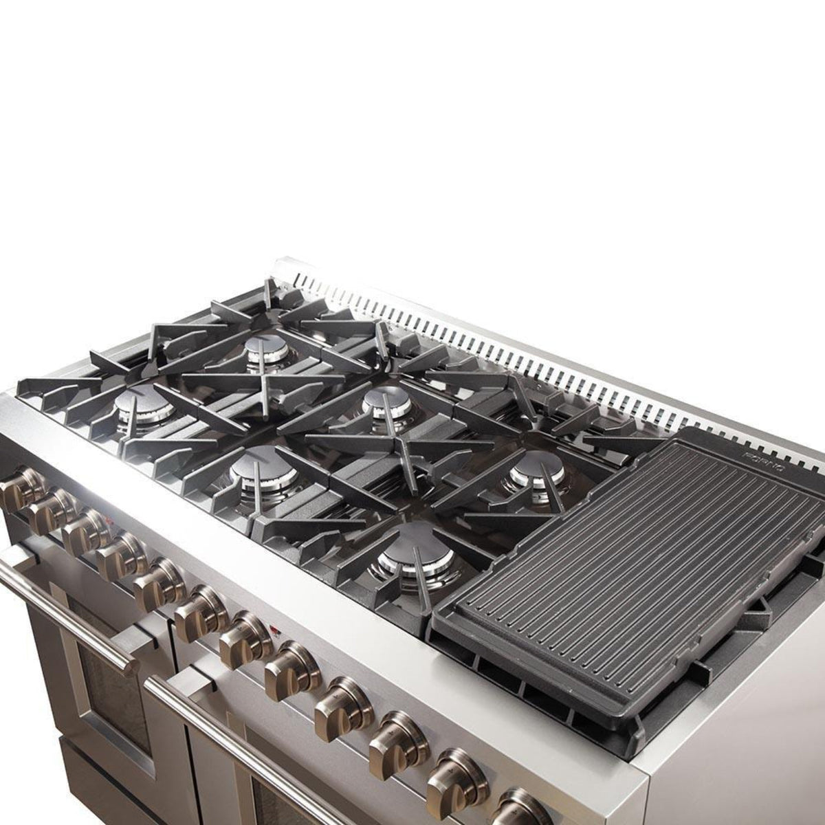 Forno 2-Piece Appliance Package - 48-Inch Dual Fuel Range & Wall Mount Hood in Stainless Stee - AP2-6156-48l