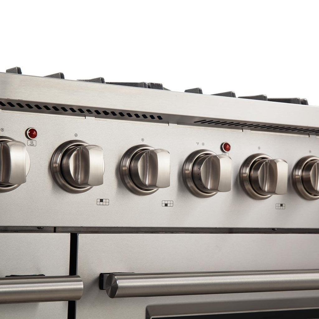 Forno 2-Piece Appliance Package - 48-Inch Gas Range & Wall Mount Hood in Stainless Steel - AP2-6244-48