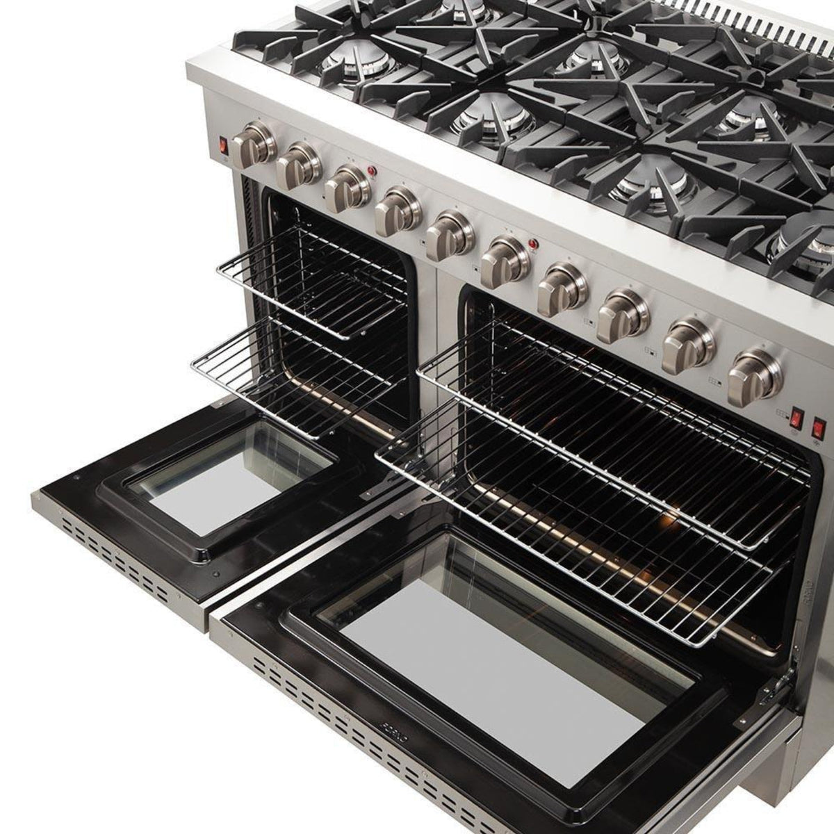 Forno 5-Piece Appliance Package - 48-Inch Gas Range, 60-Inch Pro-Style Refrigerator, Wall Mount Hood, 24-Inch Microwave Drawer, & 3-Rack Dishwasher in Stainless Steel - APD5-6244-48-H-MWD