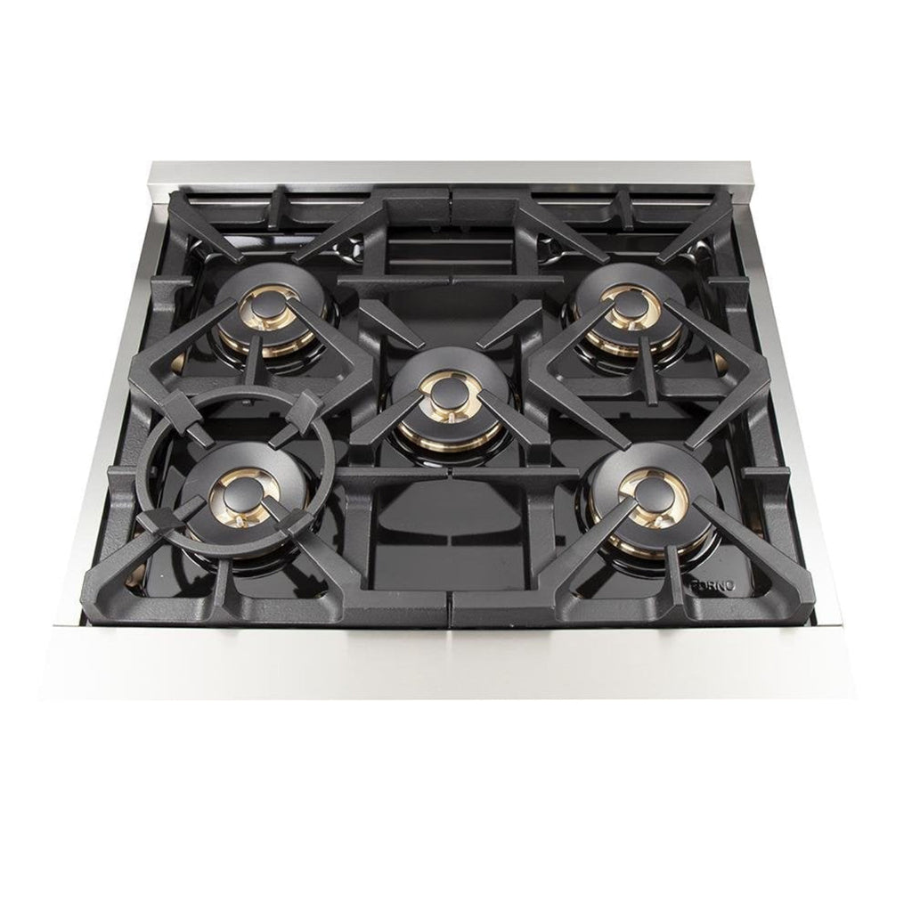 Forno 4-Piece Pro Appliance Package - 30-Inch Gas Range, 36-Inch Refrigerator Wall Mount Hood, & 3-Rack Dishwasher in Stainless Steel - APR4-6260-30-H