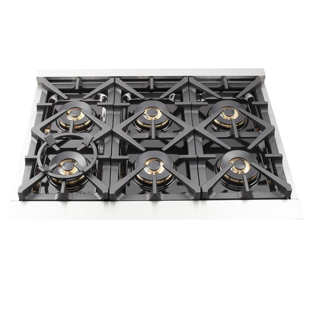 Forno 5-Piece Pro Appliance Package - 36-Inch Dual Fuel Range, 36-Inch Refrigerator, Wall Mount Hood with Backsplash, 24-Inch Microwave Drawer, & 3-Rack Dishwasher in Stainless Steel - AP5-6187-36-MWD