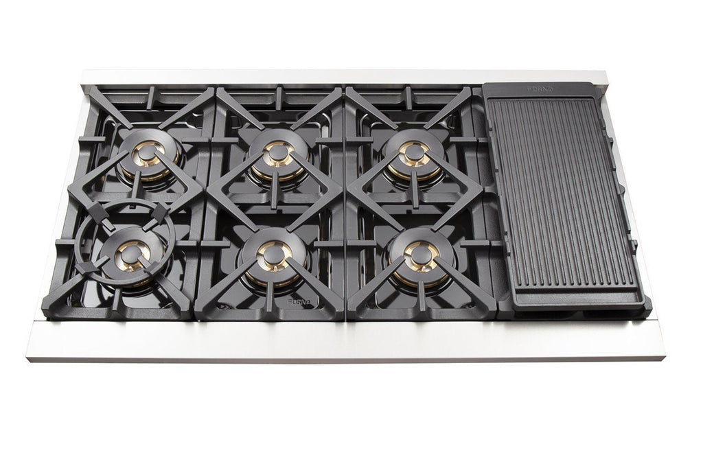 Forno 2-Piece Pro Appliance Package - 48-Inch Gas Range & Wall Mount Hood in Stainless Steel - AP2-6260-48