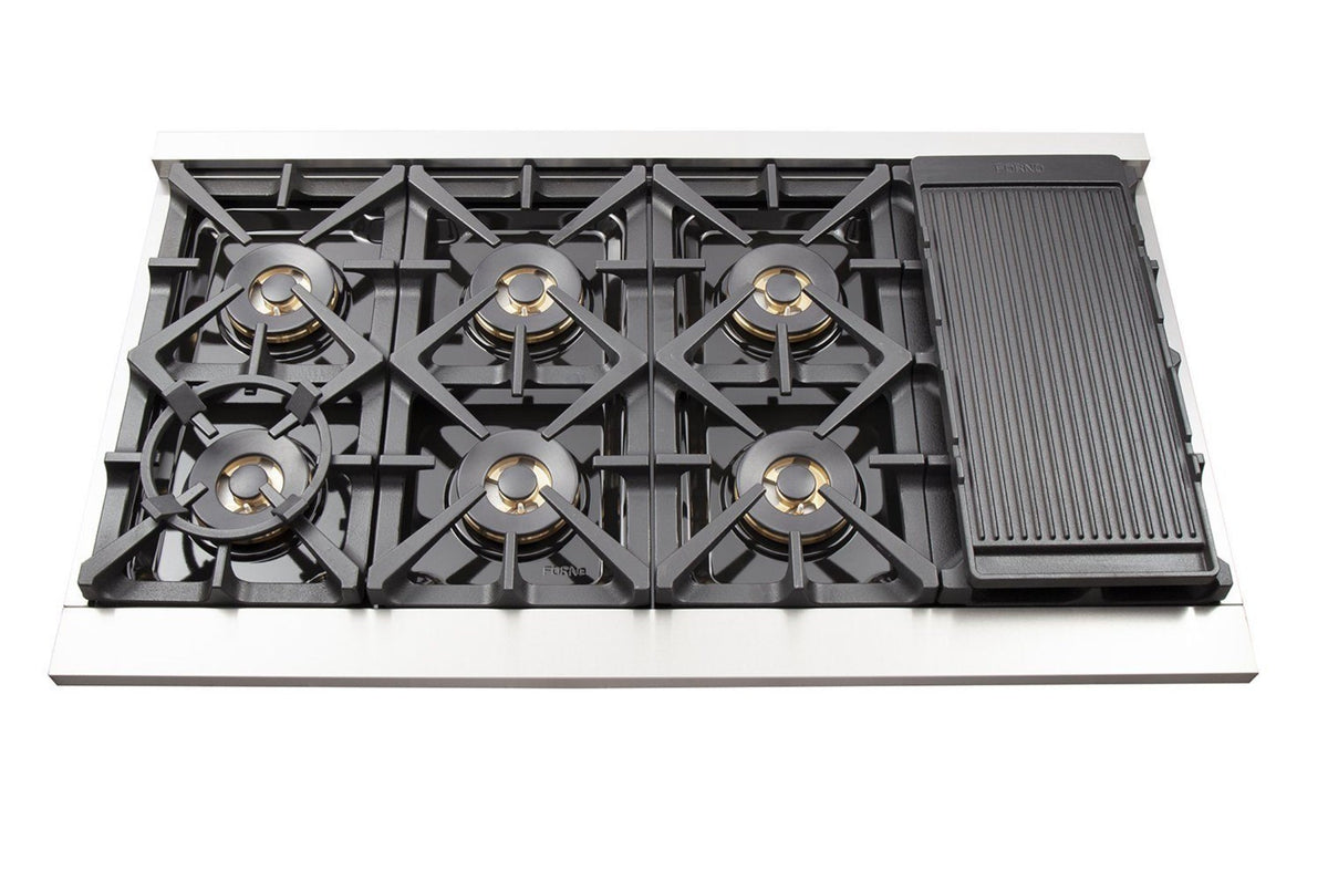 Forno 2-Piece Pro Appliance Package - 48-Inch Gas Range & Wall Mount Hood in Stainless Steel - AP2-6260-48