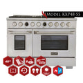 Kucht 48" 6.7 cu. ft. 8 Burner Propane Gas Dual Fuel Range in Stainless Steel with Digital Thermostat - KXP48-SS/LP