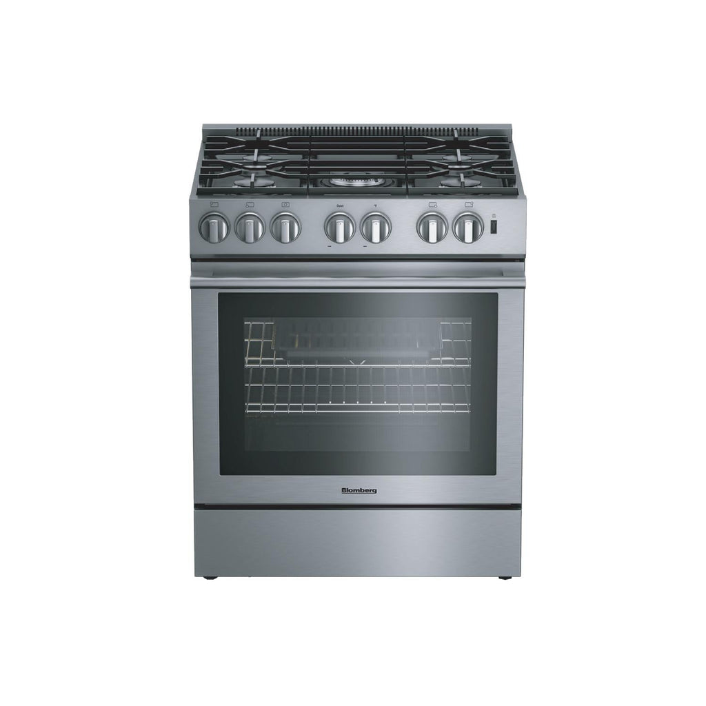 BLOMBERG APPLIANCES BDF30522SS 30in Dual Fuel 5 burner range with 5.7 cu ft self clean oven, slide-in style in Stainless Steel - BDF30522SS