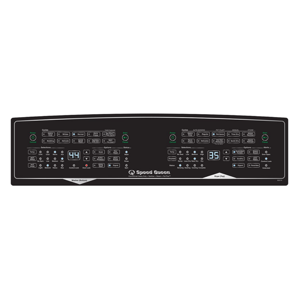 SPEED QUEEN SF7008BE SF7 Stacked Washer - Electric Dryer with Pet Plus™Sanitize Fast Cycle Times Black - SF7008BE