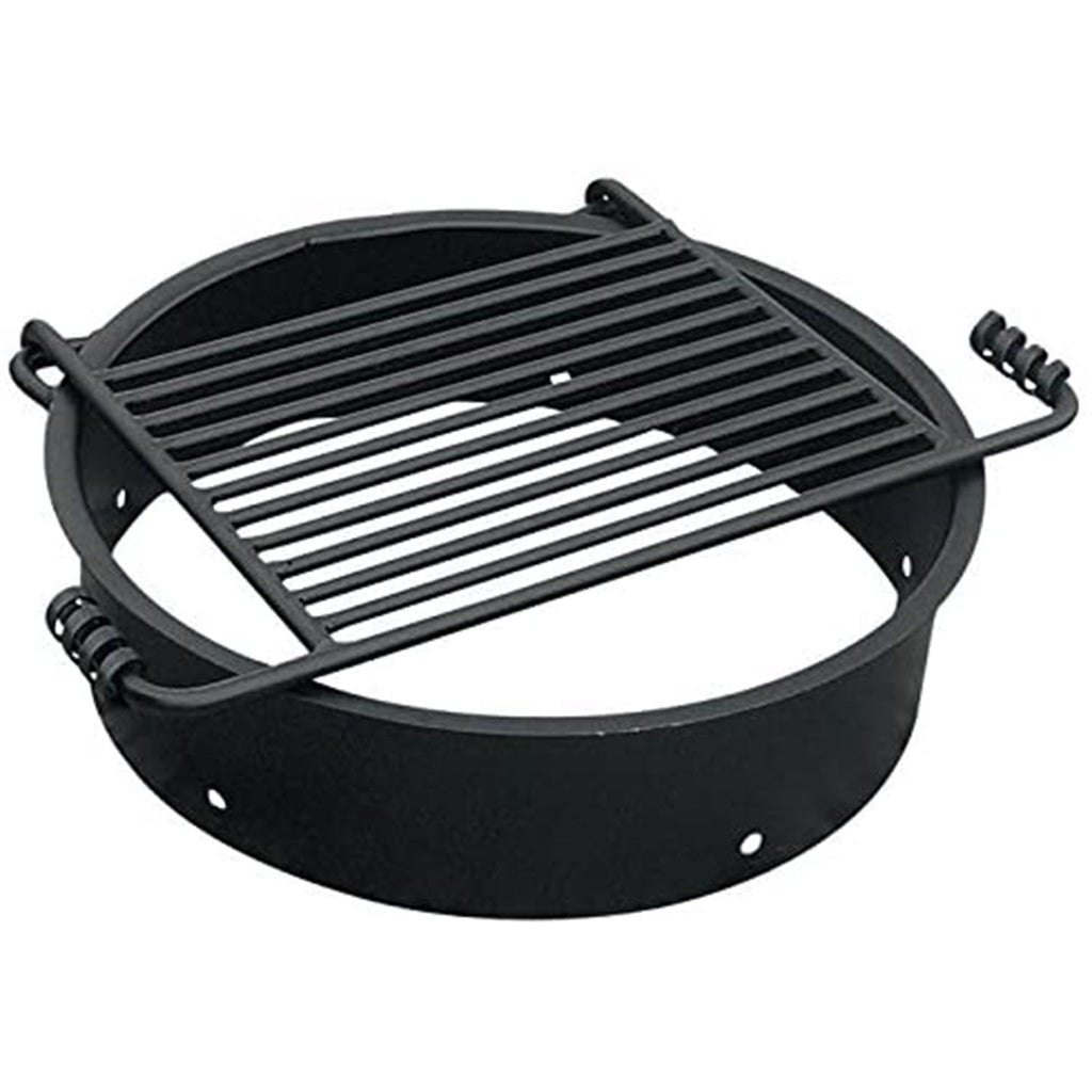 Pilot Rock 6 Pack 24” Steel Ground Fire Pit Rings & Metal Cooking Grates, Black - 415887