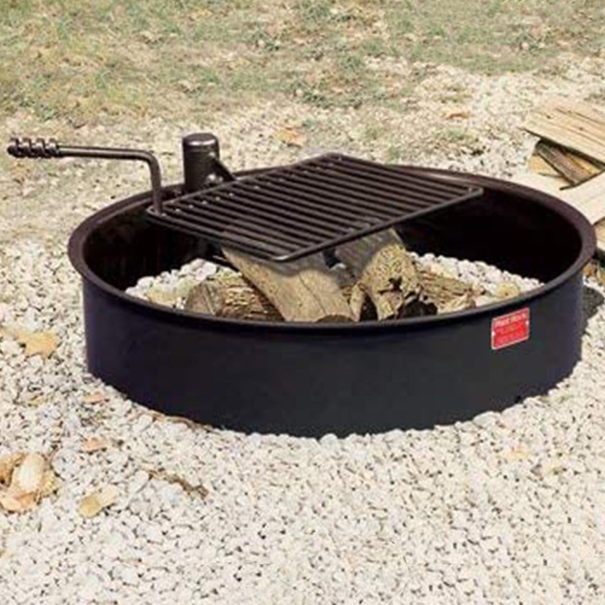 Pilot Rock 6 Pack 30.5 Inch Steel Ground Fire Pit Ring and Metal Cooking Grate - 415884