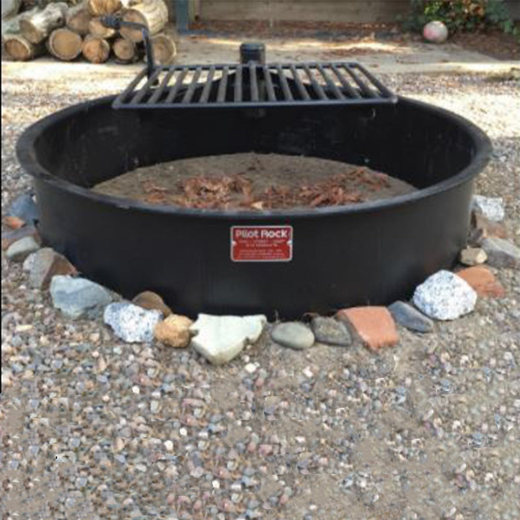 Pilot Rock 2 Pack 30.5 Inch Steel Ground Fire Pit Ring and Metal Cooking Grate - 415874