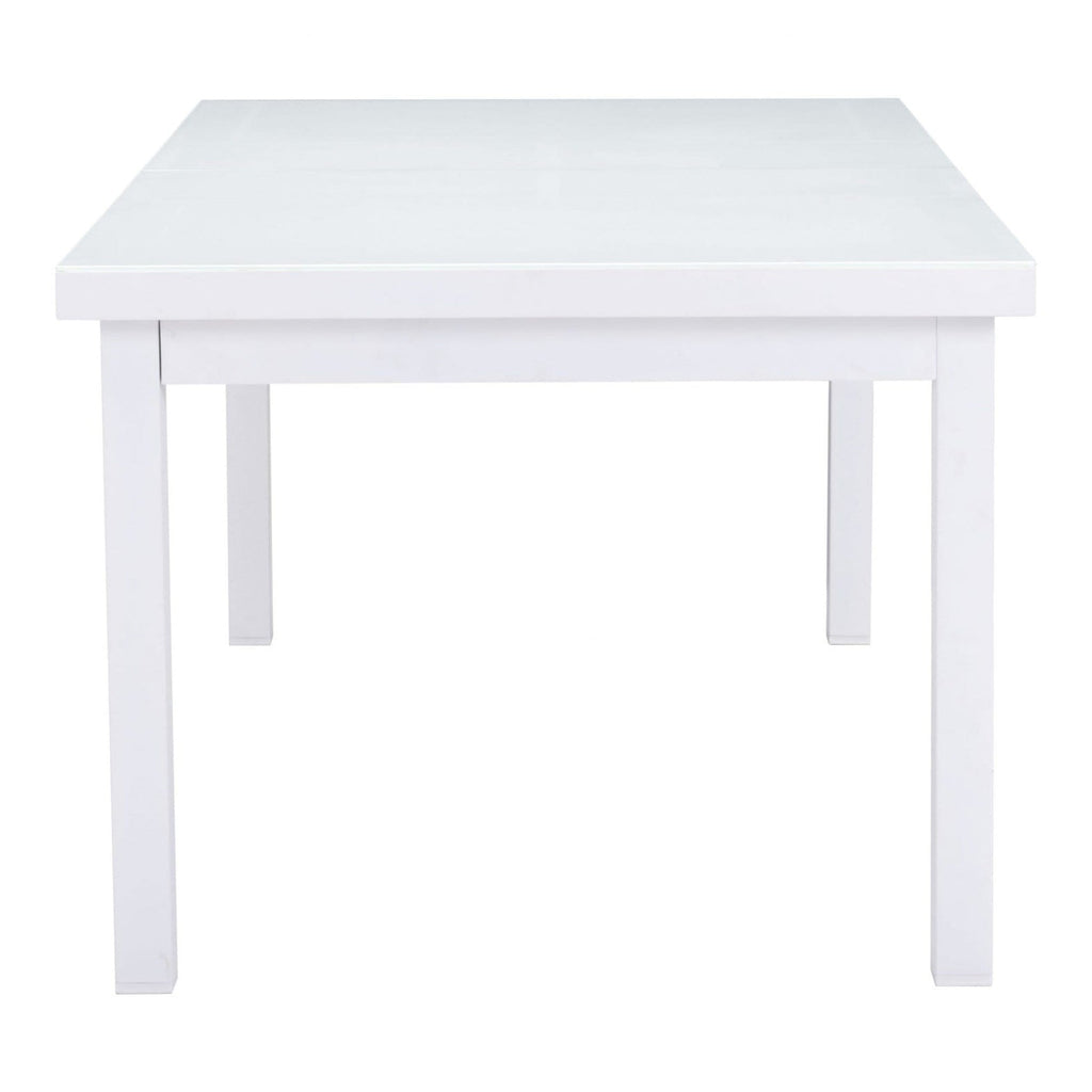 70.5" x 39.5" x 29.5" White, Tempered Glass, Aluminum, Dining Table - 364685