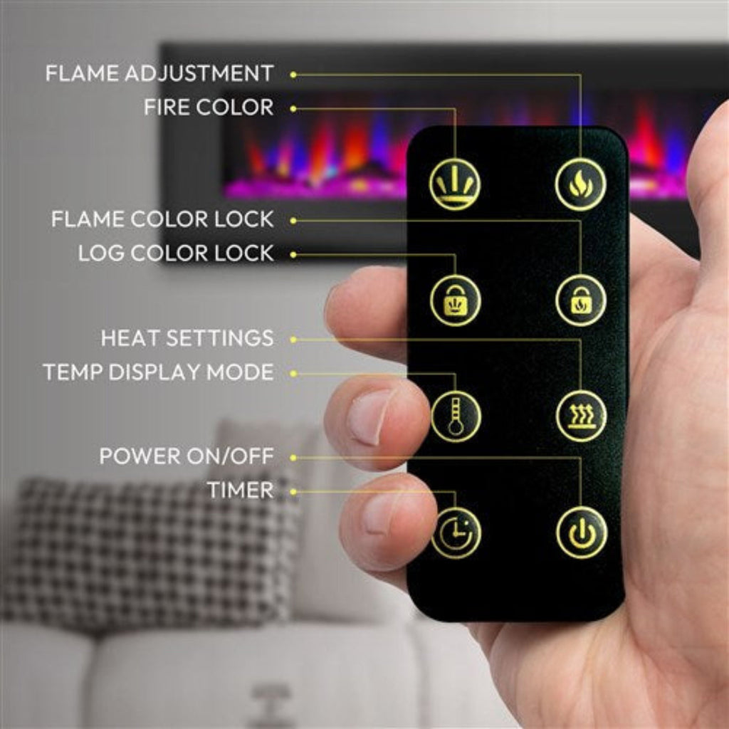 Cambridge 60 In. Wall-Mount Electric Fireplace in Black with Multi-Color Flames and Driftwood Log Display , - CAM60WMEF-2BLK