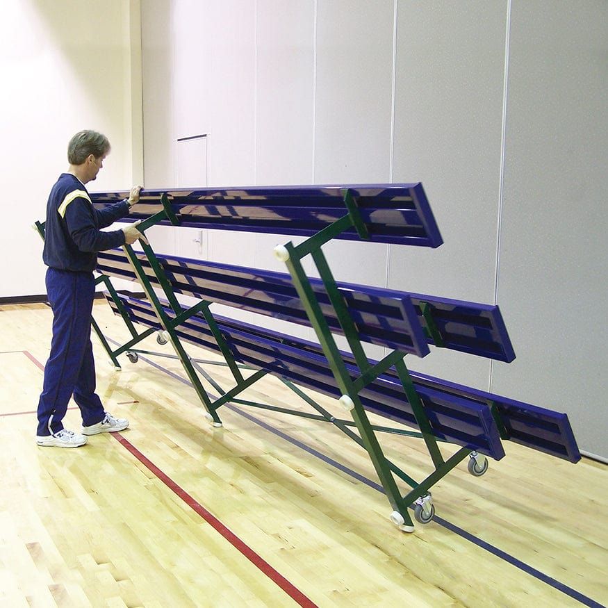 Jaypro Indoor Bleacher - 15 ft. (2 Row - Single Foot Plank) - Tip & Roll - BLCH-2TRG