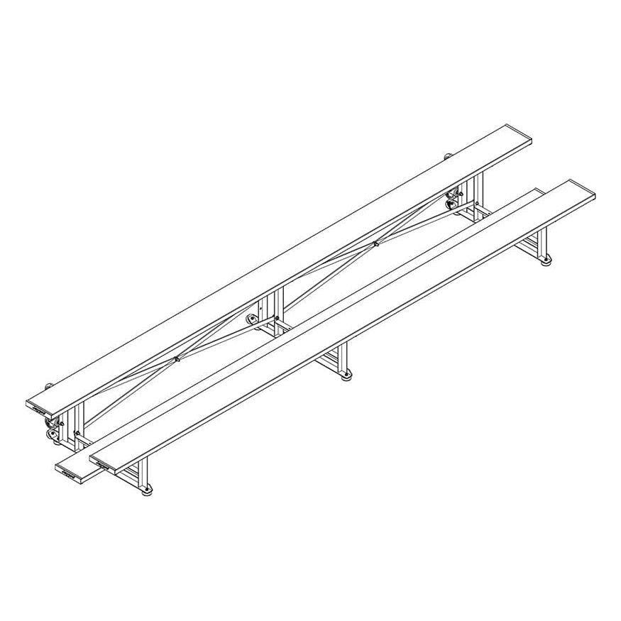 Jaypro Indoor Bleacher - 15 ft. (2 Row - Single Foot Plank) - Tip & Roll - BLCH-2TRG
