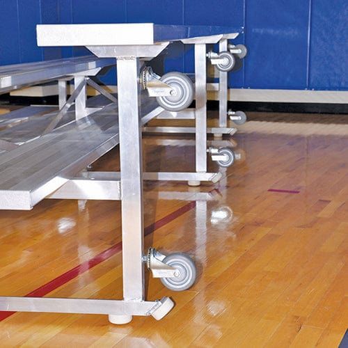Jaypro Indoor Bleacher - 15 ft. (2 Row - Single Foot Plank) - Tip & Roll - BLCH-2TRG