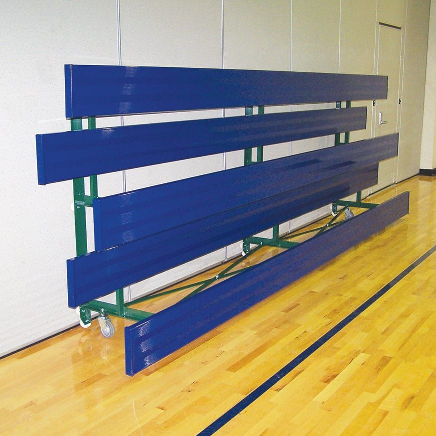 Jaypro Indoor Bleacher - 15 ft. (2 Row - Single Foot Plank) - Tip & Roll - BLCH-2TRG