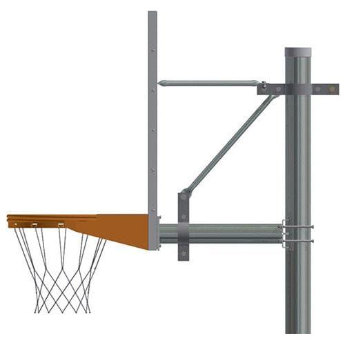 Jaypro Straight Post Basketball System (4-1/2" Pole with 4' Offset) 72"W x 42"H Perforated Aluminum Backboard