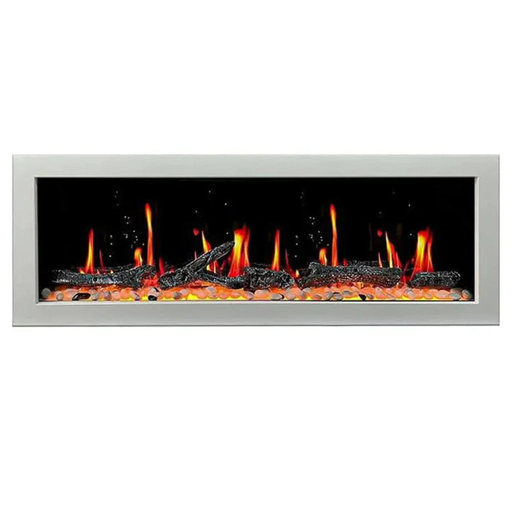 Litedeer Homes Gloria II 58" Smart Electric Fireplace with App Driftwood Log & River Rock White ZEF58VW