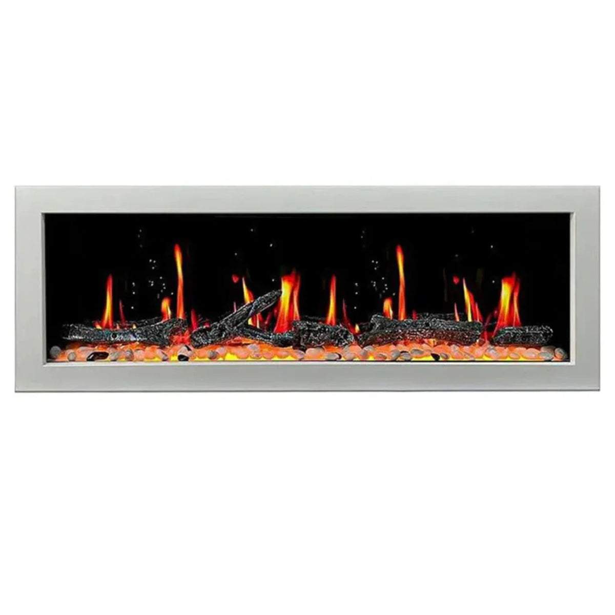 Litedeer Homes Gloria II 58" Smart Electric Fireplace with App Driftwood Log & River Rock White ZEF58VW
