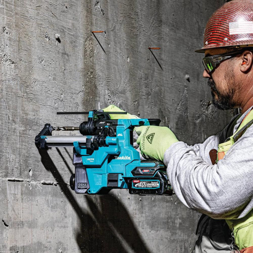 Makita 40V MAX XGT Cordless 13/16 In. SDS-PLUS AVT Rotary Hammer Kit with Dust Extractor - GRH10D1W