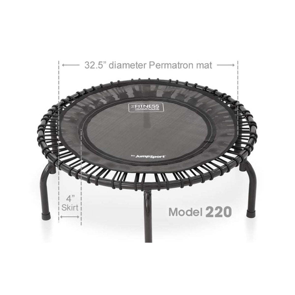 Disc-O-Bed JumpSport 220 Fitness Rebounder Mini Trampoline & Handle Bar Accessory, Black - 250093