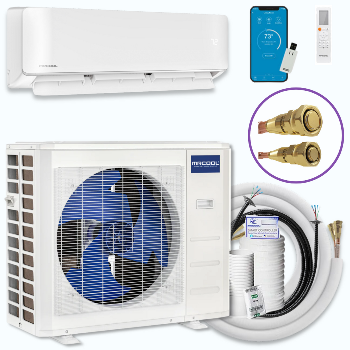 MRCOOL DIY 5th Gen EasyPro 18,000 BTU Single Zone Mini Split Complete System 230V with 16 ft. DIY Quick Connect Line Set and DIYPRO Cable,  - EZPRO-18-HP-23016D-O