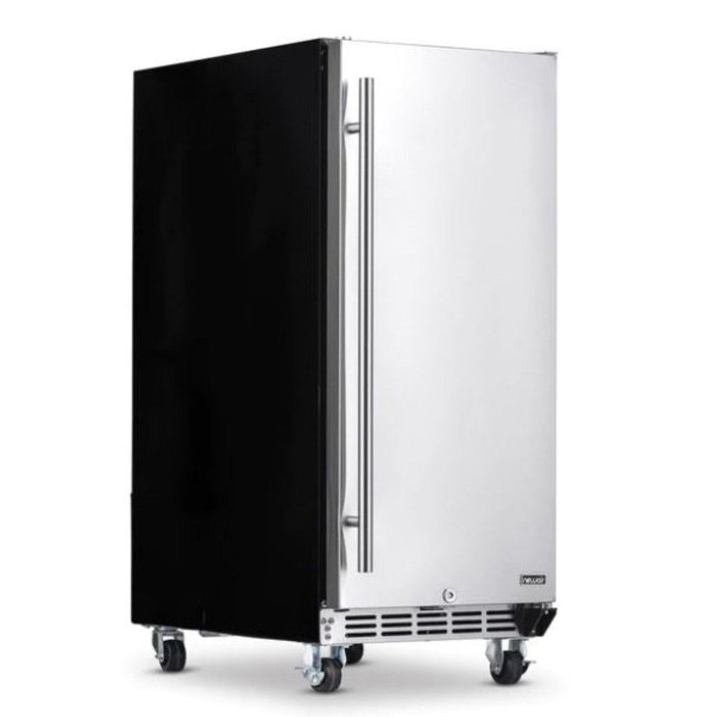 NewAir - 15" 90-Can Weatherproof Outdoor Beverage Center (NOF090SS00) Stainless Steel w/ Auto-Closing Door & Easy Glide Casters