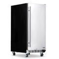 NewAir - 15" 90-Can Weatherproof Outdoor Beverage Center (NOF090SS00) Stainless Steel w/ Auto-Closing Door & Easy Glide Casters