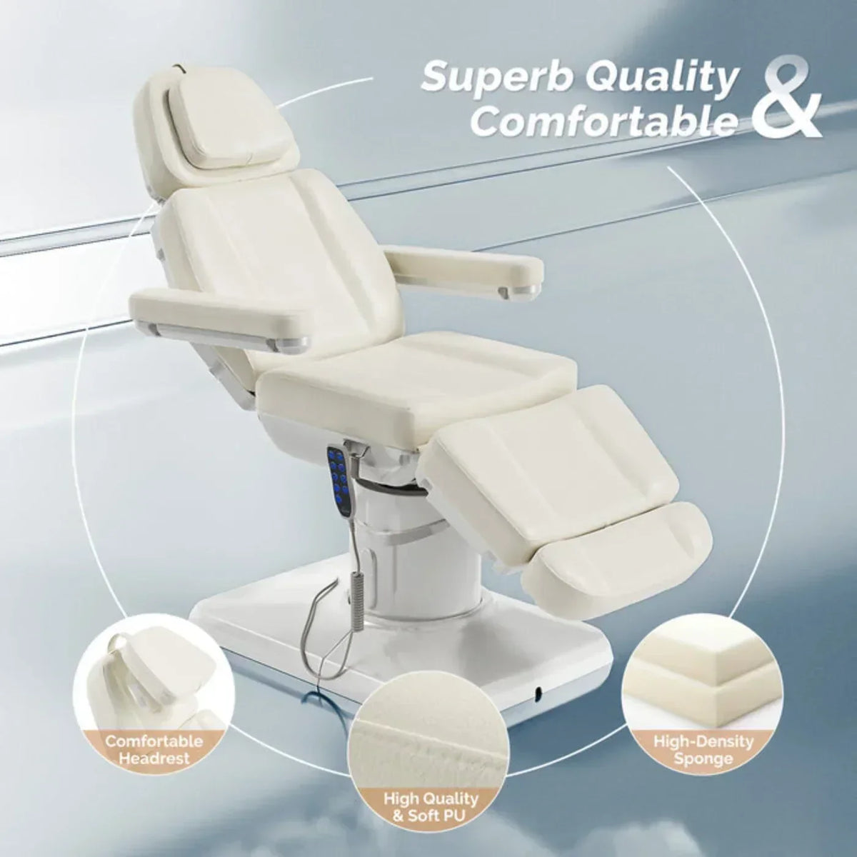 OmySalon 73in Multi-function 120° Rotation Electric Remote One-touch Operate 3 Motors Facial Massage Bed -  A1701G59000640