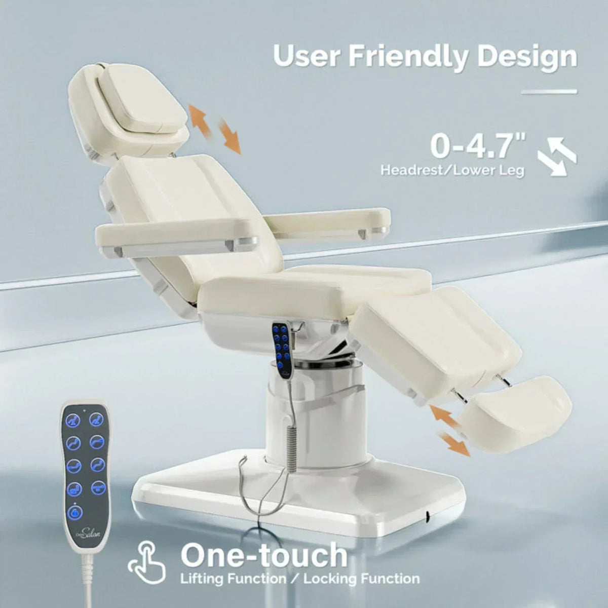 OmySalon 73in Multi-function 120° Rotation Electric Remote One-touch Operate 3 Motors Facial Massage Bed -  A1701G59000640