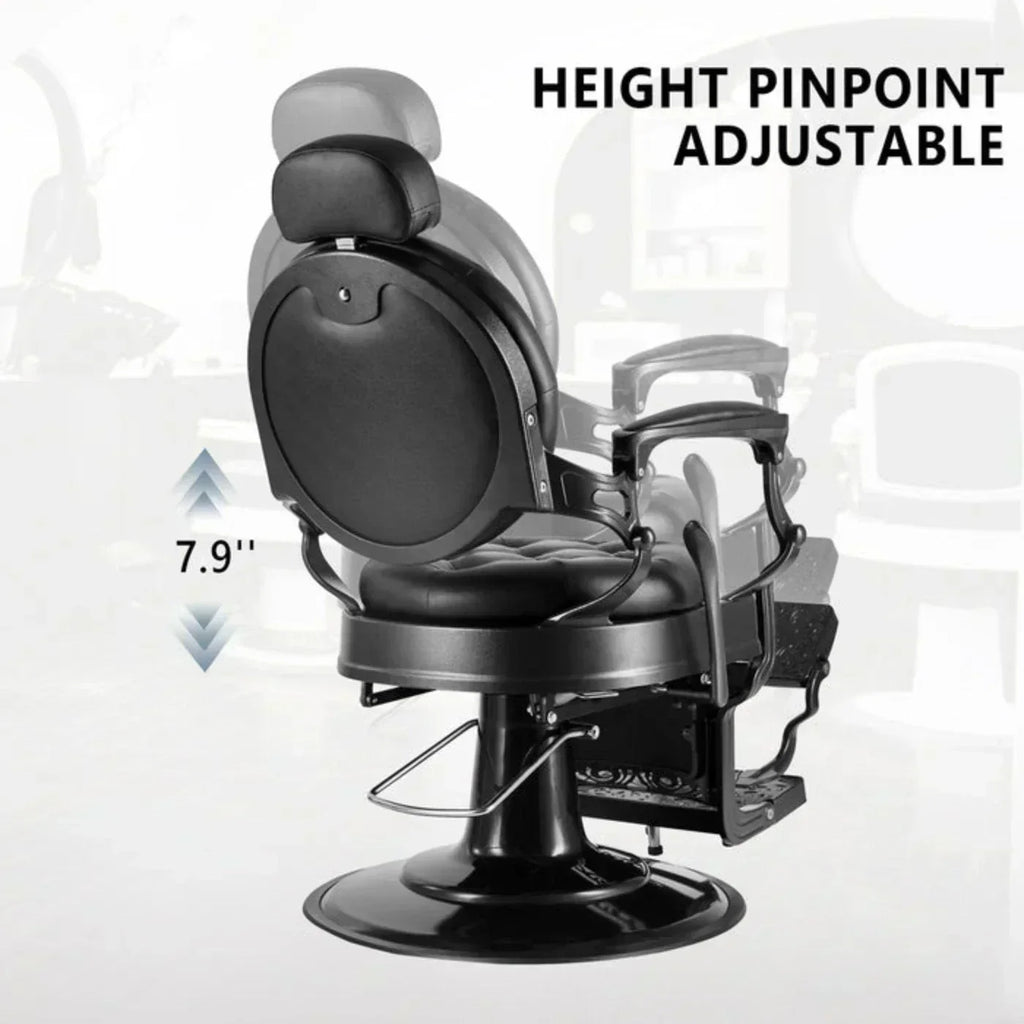 OmySalon BC1101 Vintage Style Heavy Duty Hydraulic Recline Barber Chair -  G59000066+G59000068